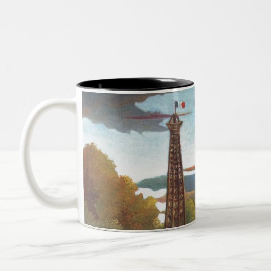 Seine und Eiffelturm im Sunset Zweifarbige Tasse (Links)