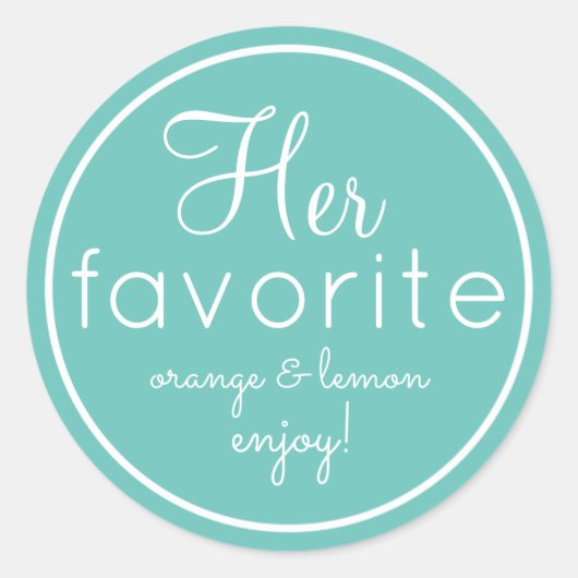 Seine und ihre Aqua Lieblings-Gastgeschenk Hochzei Runder Aufkleber (Vorderseite)