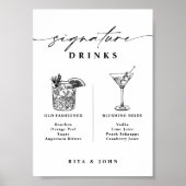 Seine und ihre Bar Signature Drinks Hochzeitszeich Poster (Vorne)