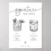 Seine und ihre Bar Signature Drinks Hochzeitszeich Poster (Vorne)