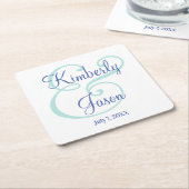 Seine und ihre blauen Skriptnamen, blasser Aquamar Rechteckiger Pappuntersetzer (angewinkelt)