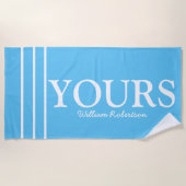 Seine und ihre blauen "YOURS" personalisiert Strandtuch (Vorderseite)