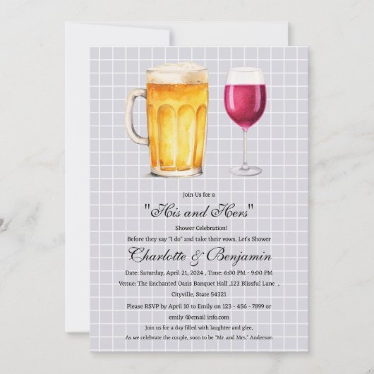 Seine und ihre Couple Dusche Einladung (Vorderseite)