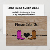 Seine und ihre Cowboy Boots Einladung zum Hochzeit (Vorne/Hinten)