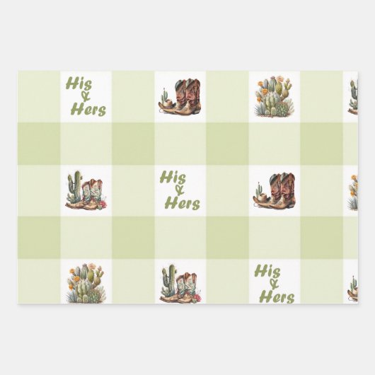 Seine und ihre Cowboy Boots Wrapping Paper Geschenkpapier Set (Vorderseite 2)
