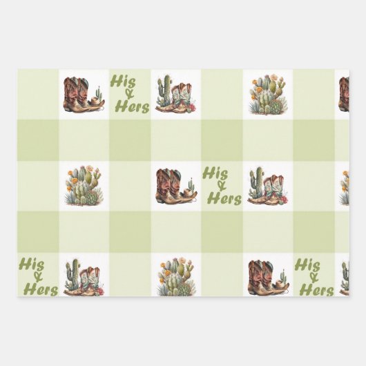 Seine und ihre Cowboy Boots Wrapping Paper Geschenkpapier Set (Vorderseite)