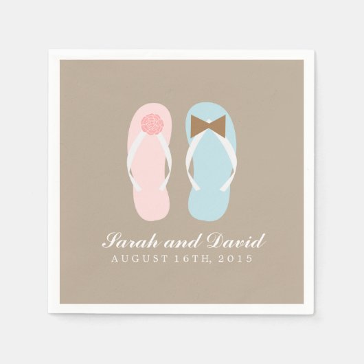 Seine und ihre Flip Flops Beach Hochzeit Serviette (Vorderseite)