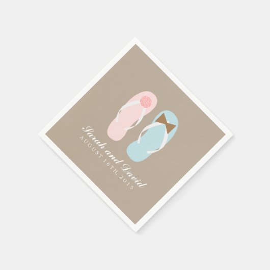 Seine und ihre Flip Flops Beach Hochzeit Serviette (Ecke)