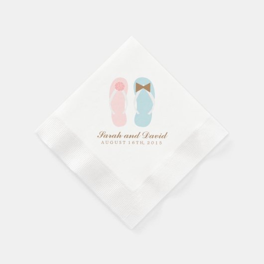 Seine und ihre Flip Flops Beach Hochzeit Serviette (Ecke)
