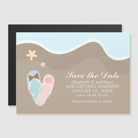 Seine und ihre Flip Flops Hochzeit speichern das D Magneteinladung (Vorne/Hinten)