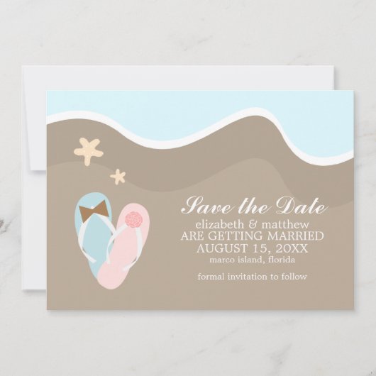 Seine und ihre Flip Flops Save the Date (Vorderseite)