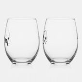 Seine und ihre "Groom and Bride" Personalisiert Weinglas Ohne Stiel (Links)