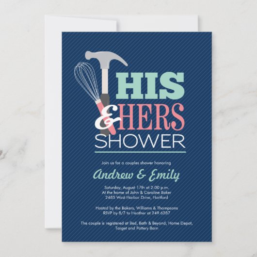 Seine und ihre handliche Hochzeitsdusche Einladung (Vorderseite)