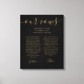 Seine und ihre Hochzeit vows Black Gold Script Lei Leinwanddruck (Vorderseite)