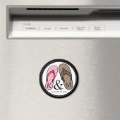 Seine und ihre Mit Monogramm Hochzeitsflacken Magnet (In Situ (Geschirrspüler))