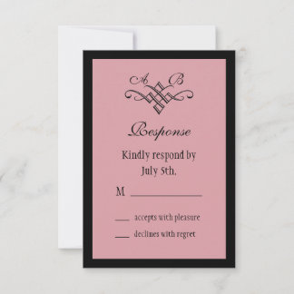 Seine und ihre Monogramm Hochzeitsrampe in Rosa RSVP Karte