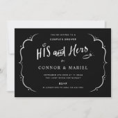 Seine und ihre Paare Verlobung Dusche Black Einladung (Vorderseite)