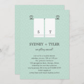 Seine und ihre Polterabend Einladung (blau) (Vorne/Hinten)