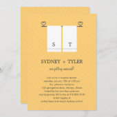 Seine und ihre Polterabend Einladung (gelb) (Vorne/Hinten)