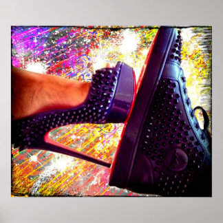 Seine und ihre Roten Bottom Heelse und Sneakers Poster