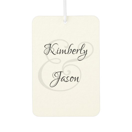 Seine und ihre Skriptnamen, schwarz & grau Autolufterfrischer (Vorderseite)