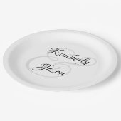 Seine und ihre Skriptnamen, schwarz & grau Pappteller (Schrägansicht)