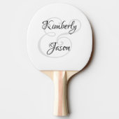 Seine und ihre Skriptnamen, schwarz & grau Tischtennis Schläger (Rückseite)