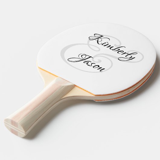 Seine und ihre Skriptnamen, schwarz & grau Tischtennis Schläger (Vorderseite)