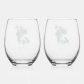 "Seine und ihre" Stemless Wine Gläser w Trauben (Rückseite)