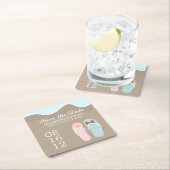 Seine und ihre Strände Hochzeit Rechteckiger Pappuntersetzer (Vor Ort)