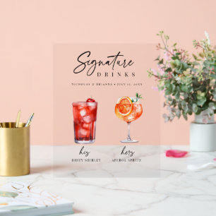 Seine und ihre Unterschrift Cocktail Drink Bar Acrylschild