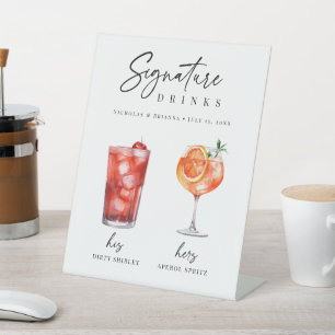 Seine und ihre Unterschrift Cocktail Drink Bar Sockelschild