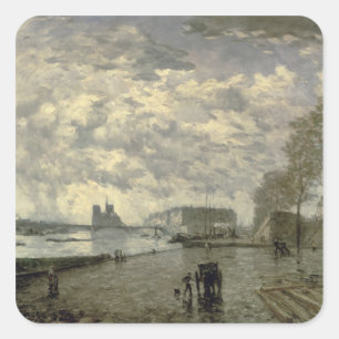 Seine und Notre Dame Quadratischer Aufkleber