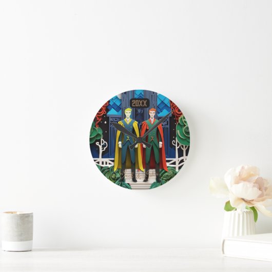 Seine und seine Hochzeit und sein Jubiläum große U Runde Wanduhr (Zuhause)