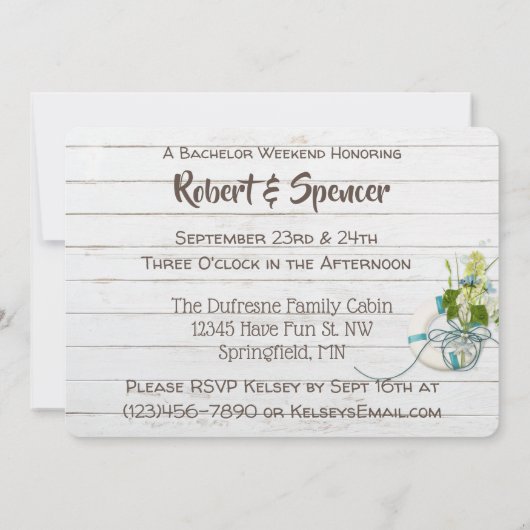 Seine und seine "Water" Bachelor Party Einladung (Rückseite)