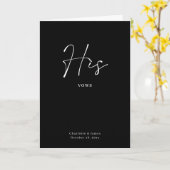 Seine Vows Card Minimalistisch Script Maroon Black Karte (Gelbe Blume)