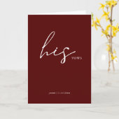 Seine Vows Card Minimalistisch Script Vows Maroon Karte (Gelbe Blume)