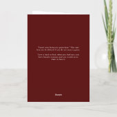 Seine Vows Card Minimalistischen Script Maroon Karte (Rückseite)