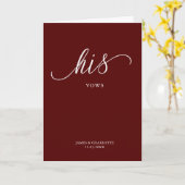 Seine Vows Card Minimalistischen Script Maroon Karte (Gelbe Blume)
