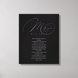 Seine Vows Elegant Mr. Newlyweds Wedding Vows Blac Leinwanddruck