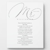 Seine Vows Elegant Mr. Newlyweds Wedding Vows Whit Fotoplatte (Vorderseite)
