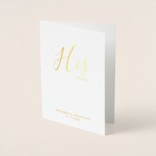 'Seine Vows' Elegant Wedding Vows Gold Folienkarte (Vorderseite)