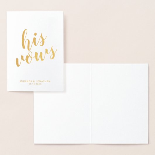 'Seine Vows' Eleganter echter Goldfoil Hochzeitsvo Folienkarte (Anzeige)