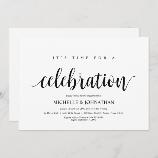 Seine Zeit für Feiern, Engagement Partei lädt ein Einladung (Vorne/Hinten)