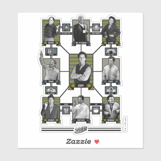 Seinfeld | Character Relationship Chart Aufkleber (Blatt)