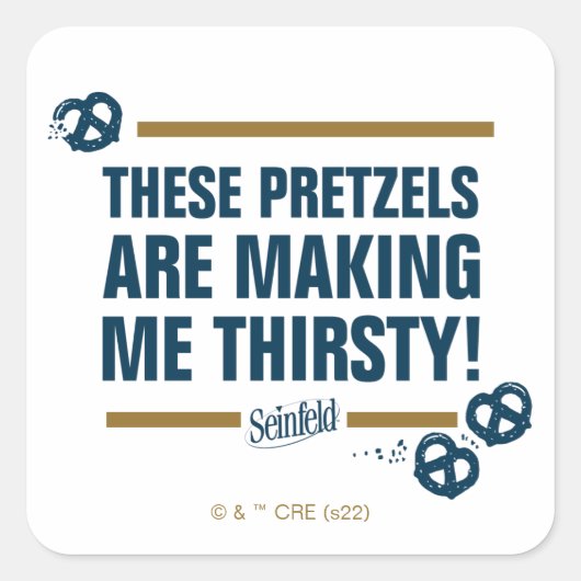 Seinfeld | "Diese Bretzels" Typografie Graphic Quadratischer Aufkleber (Vorderseite)