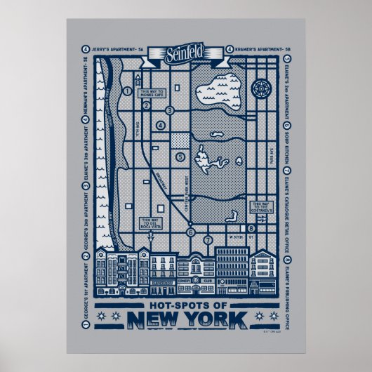 Seinfeld | Hot Spots auf der New Yorker Karte Poster (Vorne)