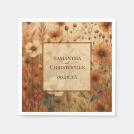 Seinna Boho Watercolor Wildflowers Elegant Wedding Serviette