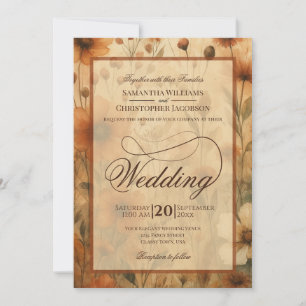 Seinna Boho Wildblumen Fancy Script Hochzeit Einladung