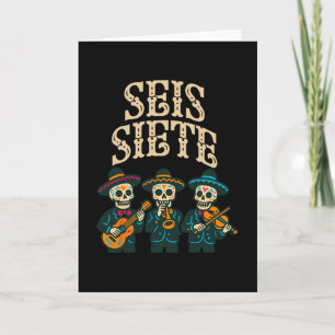 Seis Siete Mexican 67 Lustiger Totenkopf Grafik  Karte